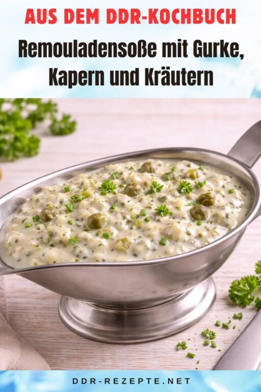 Remouladensoße mit Gurke, Kapern und Kräutern