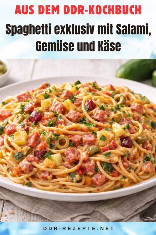 Spaghetti exklusiv mit Salami, Gemüse und Käse