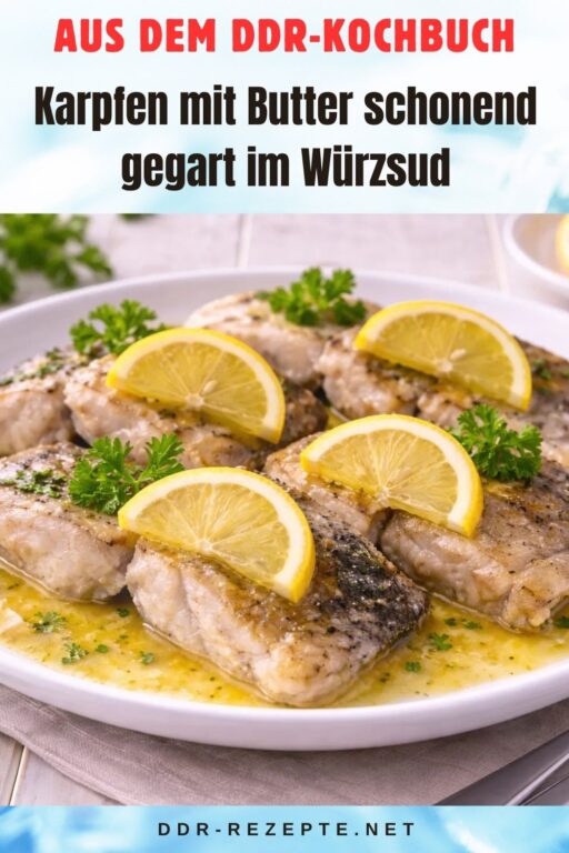 Karpfen mit Butter schonend gegart im Würzsud