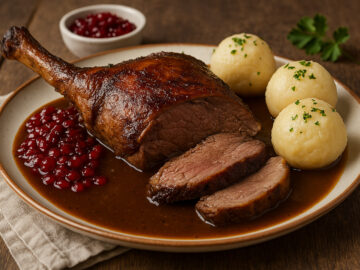 Rehkeule (Hirschkeule) mit Preiselbeeren