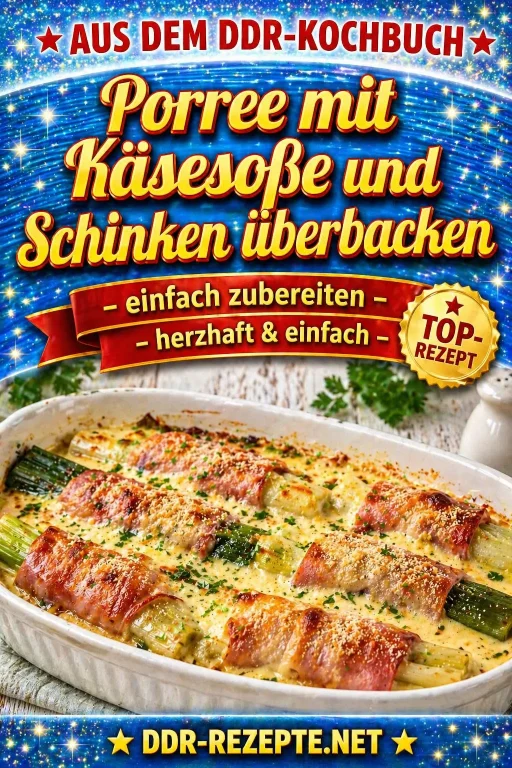 Porree mit Käsesoße und Schinken überbacken – einfach & herzhaft