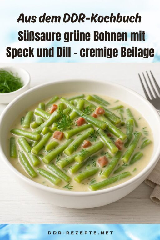 Süßsaure grüne Bohnen mit Speck und Dill – cremige Beilage