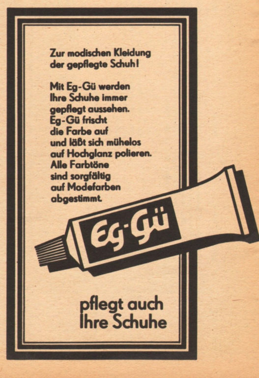 Eg-Gü-Schuhpflege, Werbung aus dem Jahr 1970