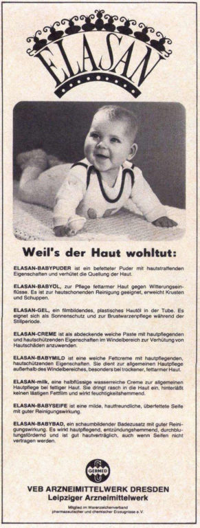 Elasan-Werbung vom VEB Arzneimittelwerk Dresden aus dem Jahr 1980