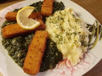 Fischstäbchen mit Spinat