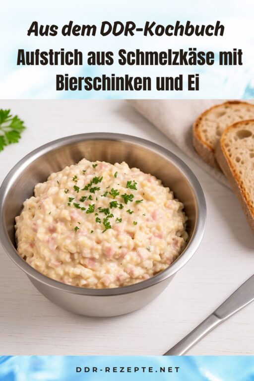 Aufstrich aus Schmelzkäse mit Bierschinken und Ei