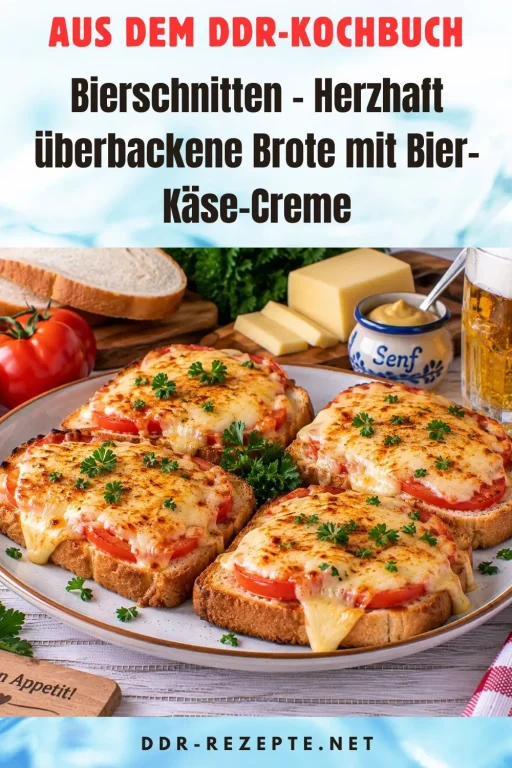 Bierschnitten – Herzhaft überbackene Brote mit Bier-Käse-Creme