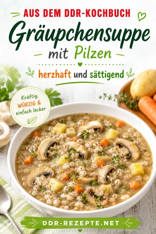 Gräupchensuppe mit Pilzen herzhaft und sättigend