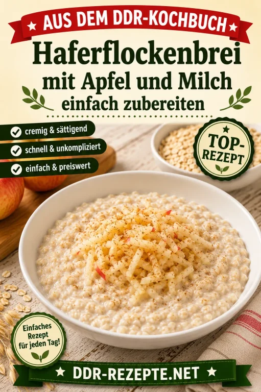 Haferflockenbrei mit Apfel und Milch einfach zubereiten