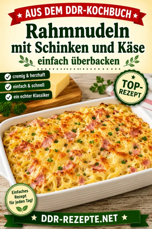 Rahmnudeln mit Schinken und Käse einfach überbacken