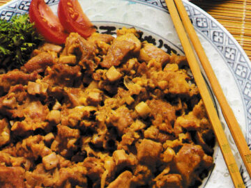 Schweinefleisch mit Champignons