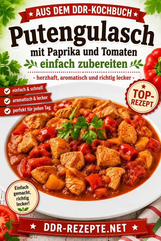 Putengulasch mit Paprika und Tomaten einfach zubereiten