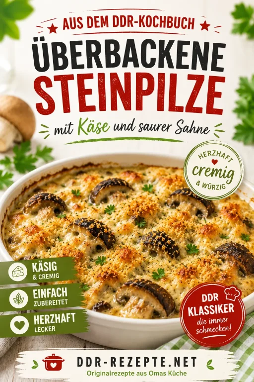 Überbackene Steinpilze mit Käse und saurer Sahne