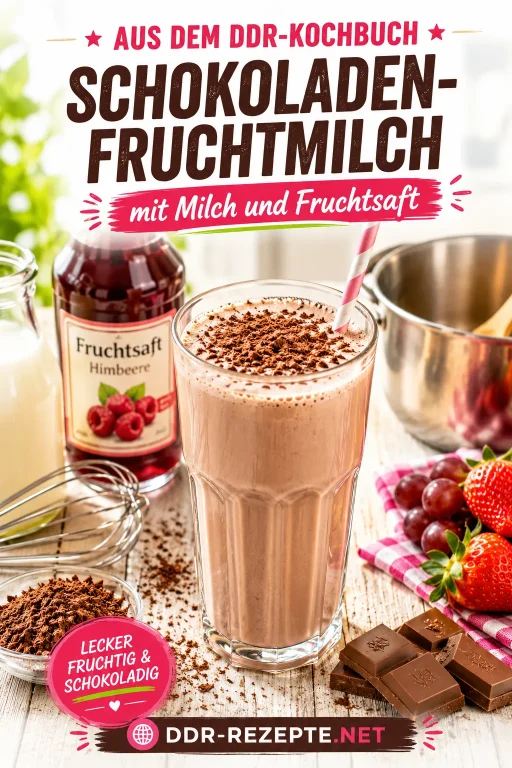 Schokoladen-Fruchtmilch mit Milch und Fruchtsaft