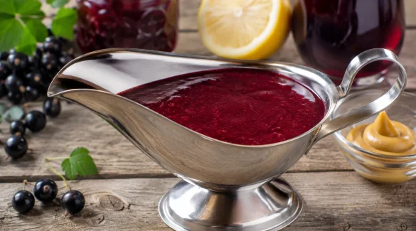 Fruchtige Cumberland-Soße in einer eleganten Edelstahl-Sauciere