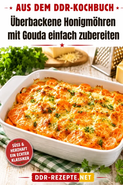 Überbackene Honigmöhren mit Gouda einfach zubereiten
