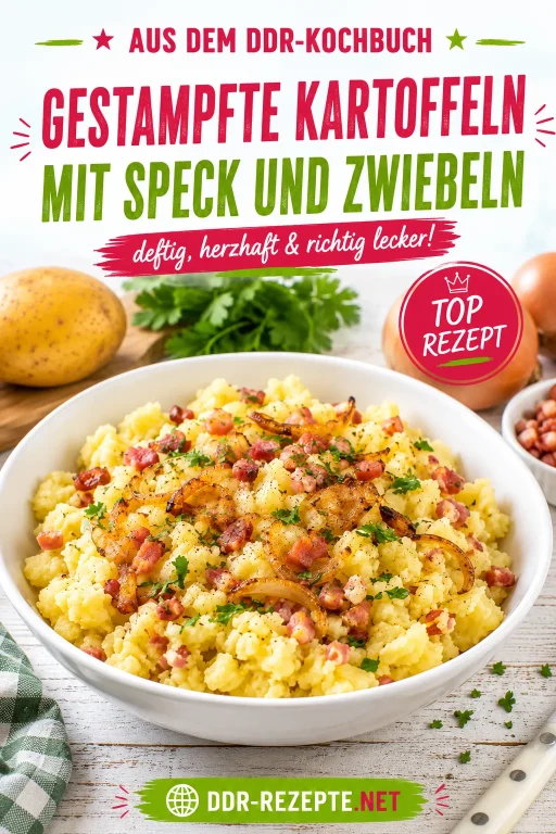 Gestampfte Kartoffeln mit Speck und Zwiebeln