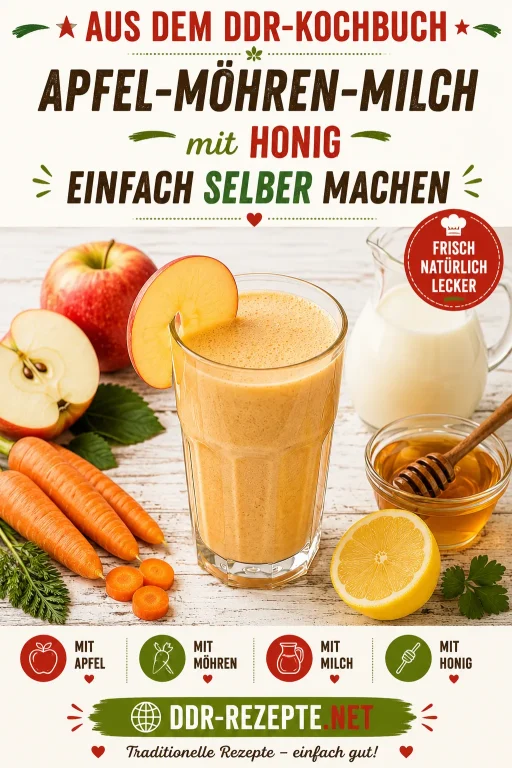 Apfel-Möhren-Milch mit Honig einfach selber machen
