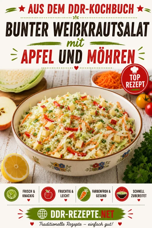 Bunter Weißkrautsalat mit Apfel und Möhren