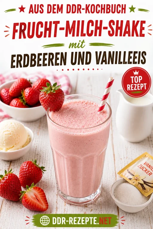 Frucht-Milch-Shake mit Erdbeeren und Vanilleeis
