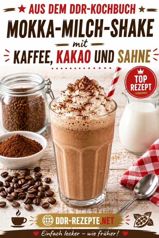 Mokka-Milch-Shake mit Kaffee, Kakao und Sahne