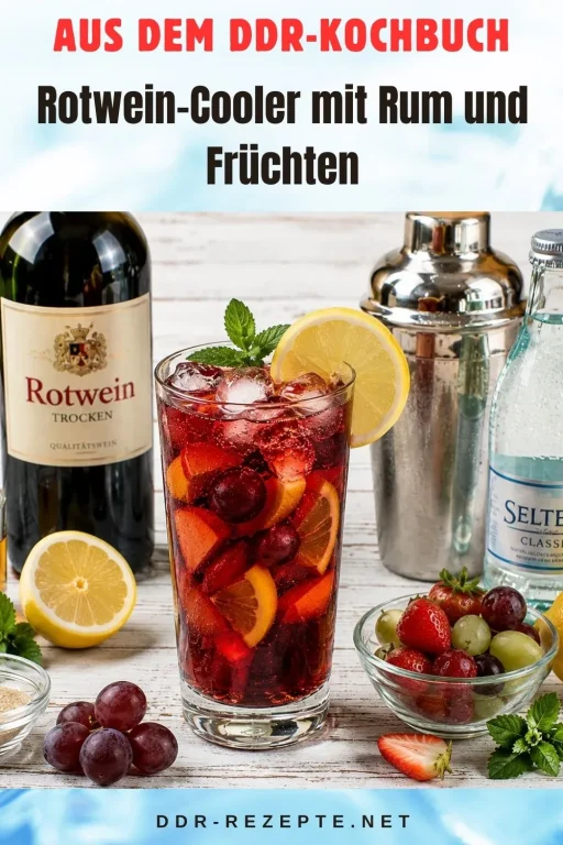 Rotwein-Cooler mit Rum und Früchten