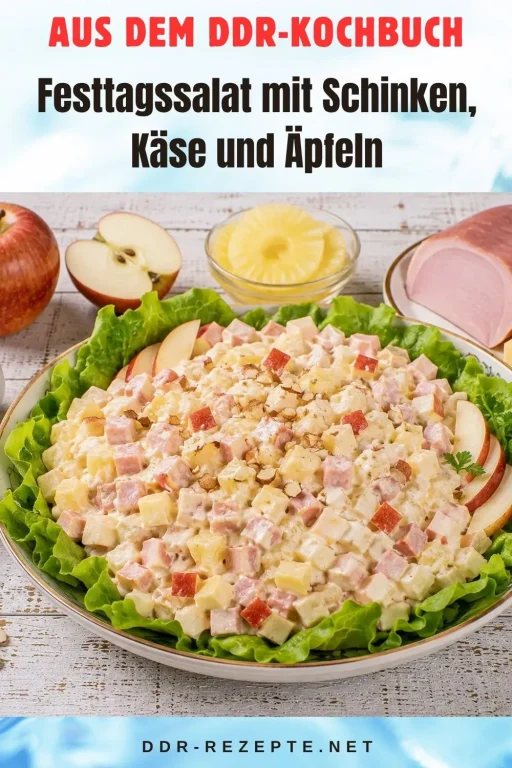 Festtagssalat mit Schinken, Käse und Äpfeln