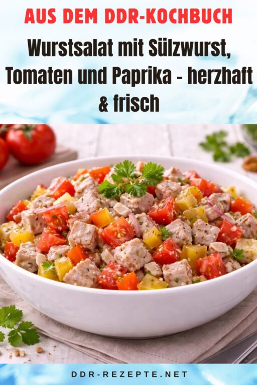 Wurstsalat mit Sülzwurst, Tomaten und Paprika – herzhaft & frisch