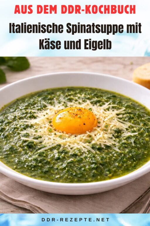 Italienische Spinatsuppe mit Käse und Eigelb