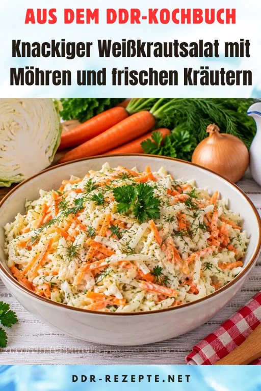 Knackiger Weißkrautsalat mit Möhren und frischen Kräutern