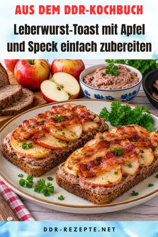 Leberwurst-Toast mit Apfel und Speck einfach zubereiten