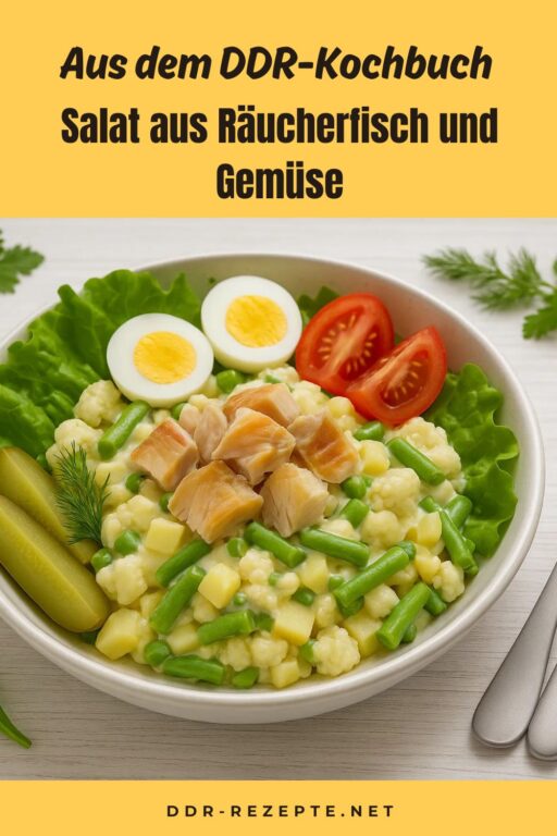 Salat aus Räucherfisch und Gemüse