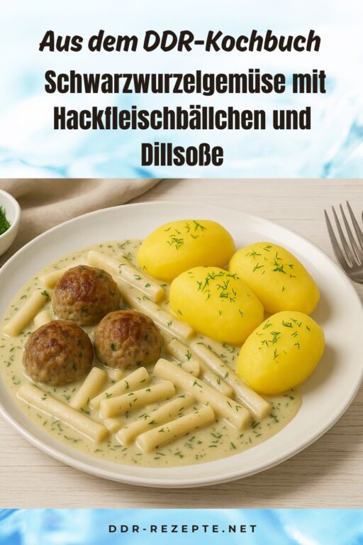Schwarzwurzelgemüse mit Hackfleischbällchen und Dillsoße
