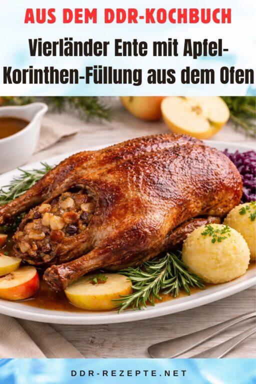 Vierländer Ente mit Apfel-Korinthen-Füllung aus dem Ofen