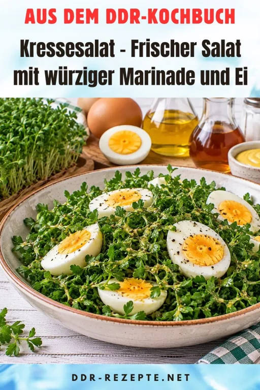 Kressesalat – Frischer Salat mit würziger Marinade und Ei