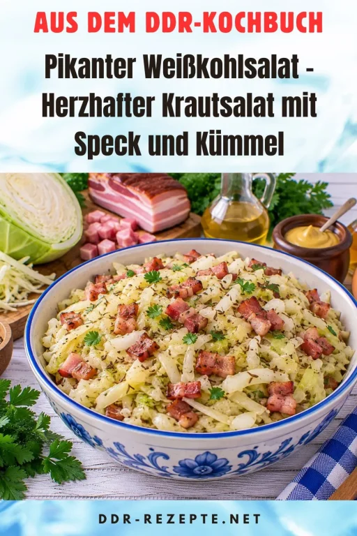 Pikanter Weißkohlsalat – Herzhafter Krautsalat mit Speck und Kümmel
