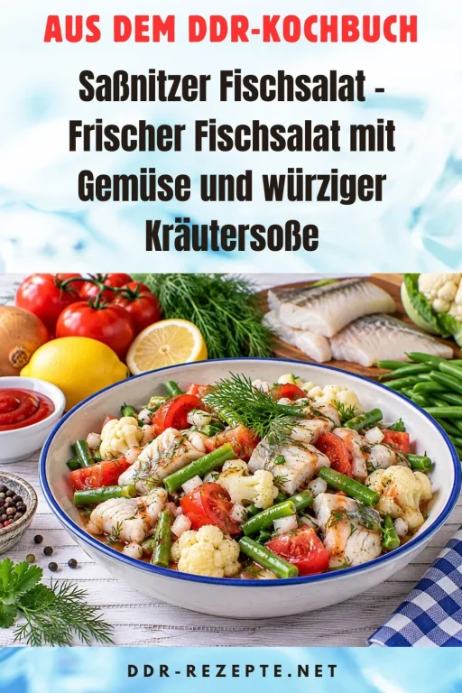 Saßnitzer Fischsalat – Frischer Fischsalat mit Gemüse und würziger Kräutersoße