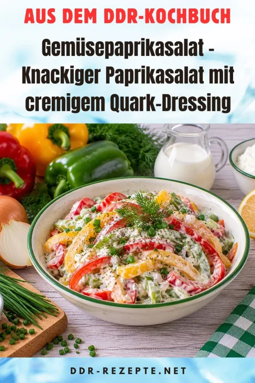 Gemüsepaprikasalat – Knackiger Paprikasalat mit cremigem Quark-Dressing
