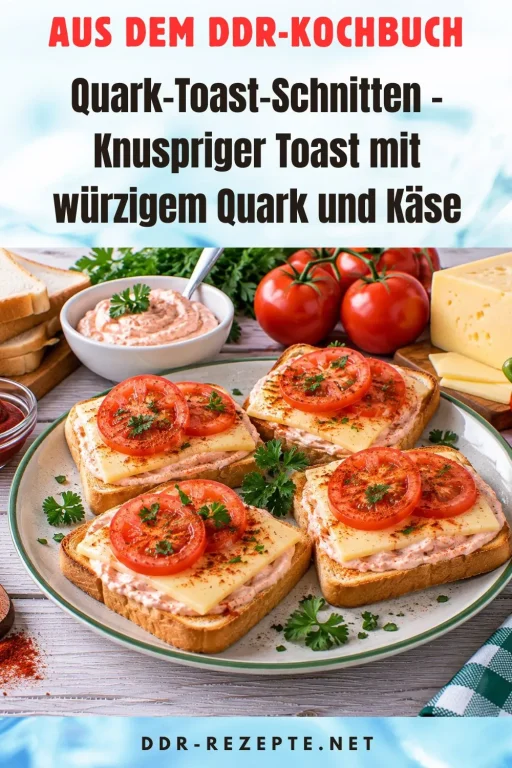 Quark-Toast-Schnitten – Knuspriger Toast mit würzigem Quark und Käse