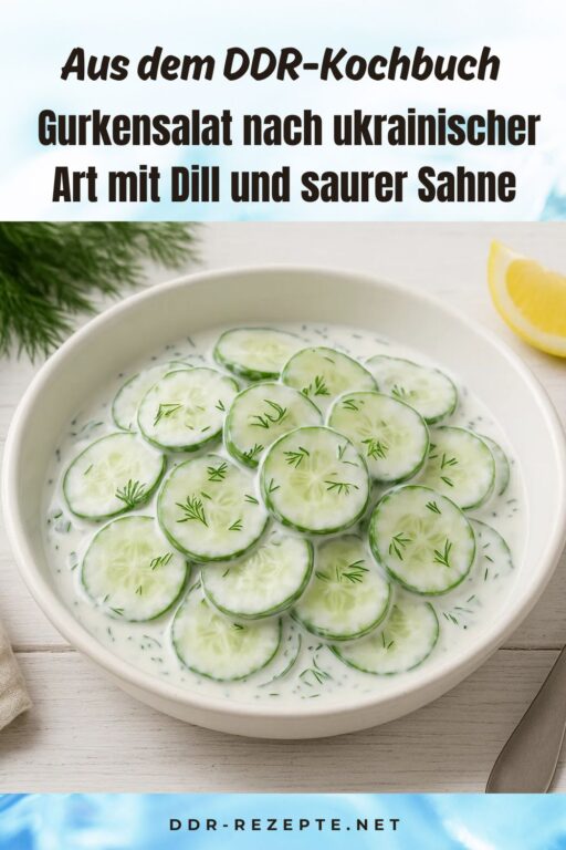 Gurkensalat nach ukrainischer Art mit Dill und saurer Sahne