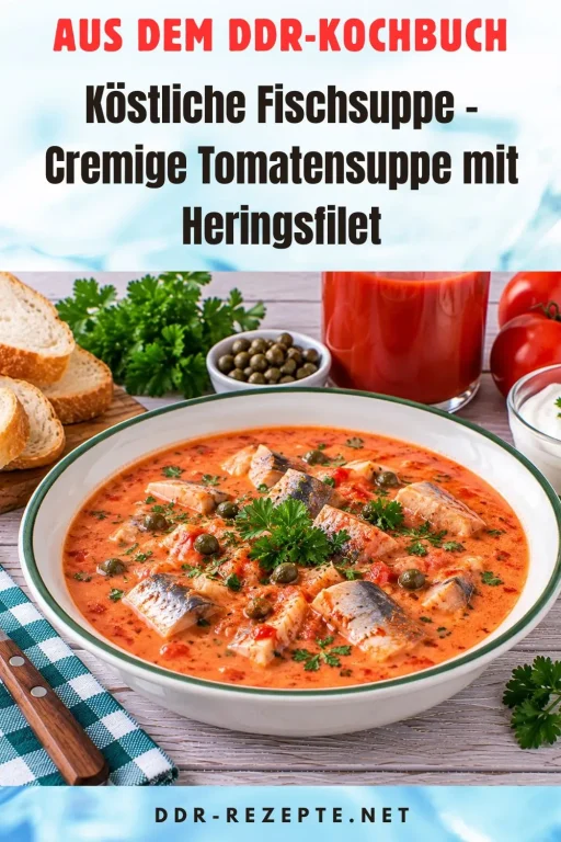 Köstliche Fischsuppe – Cremige Tomatensuppe mit Heringsfilet