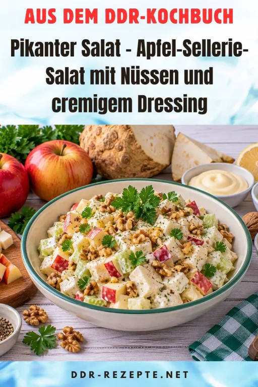 Pikanter Salat – Apfel-Sellerie-Salat mit Nüssen und cremigem Dressing