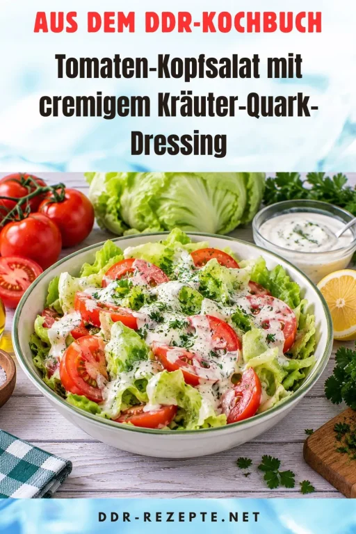Tomaten-Kopfsalat mit cremigem Kräuter-Quark-Dressing