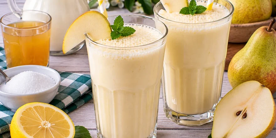 Cremiges Birnengetränk mit Milch und Birnensaft.