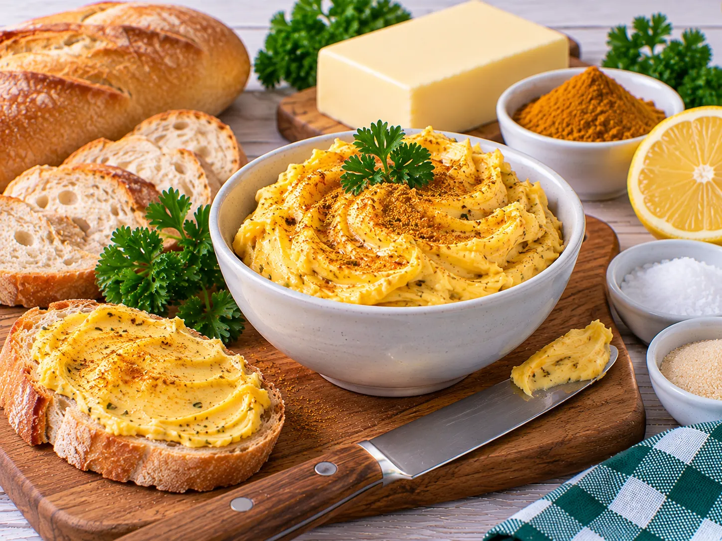 Hausgemachte Currybutter in einer kleinen Schale.