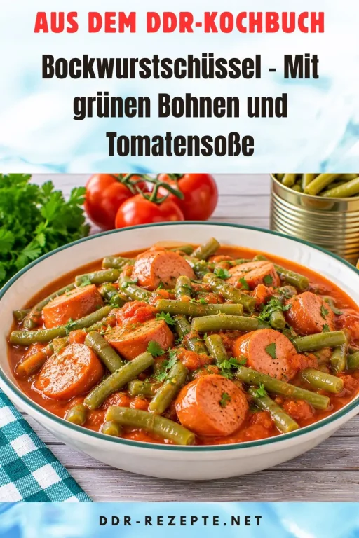 Bockwurstschüssel – Mit grünen Bohnen und Tomatensoße