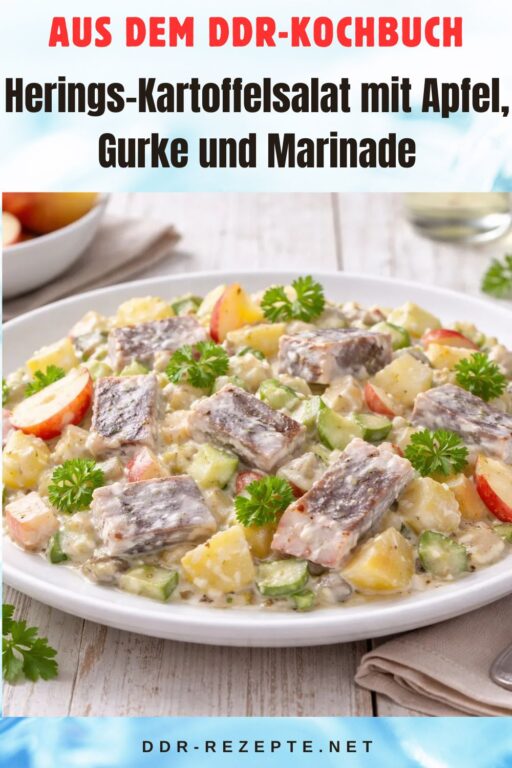 Herings-Kartoffelsalat mit Apfel, Gurke und Marinade