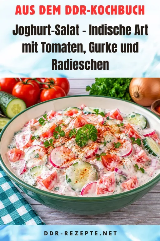 Joghurt-Salat – Indische Art mit Tomaten, Gurke und Radieschen