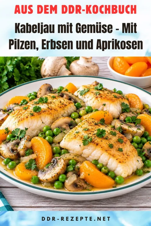 Kabeljau mit Gemüse – Mit Pilzen, Erbsen und Aprikosen