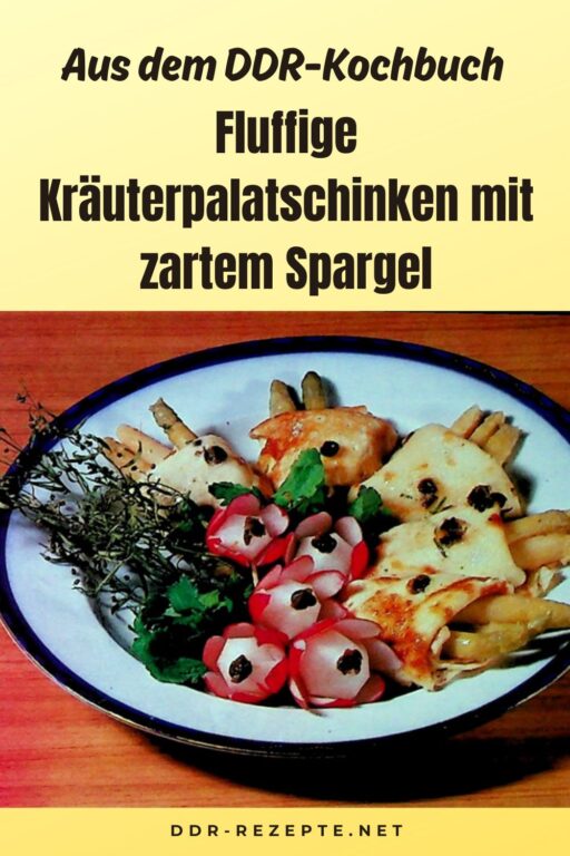 Fluffige Kräuterpalatschinken mit zartem Spargel